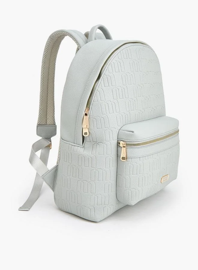 MISSY Monogram Embossed Backpack With Adjustable Straps And Zip Closure - 40X32X18 Cm
